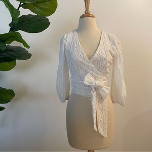 Wayf | White Eyelet Wrap Around Top NEW